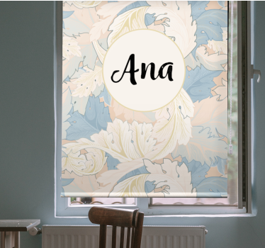Botanisch motief met naam rolgordijn woonkamer - TenStickers