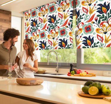 Botanische motiefprint rolgordijn bloemen en planten - TenStickers