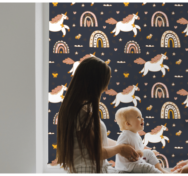 Charmant eenhoornmotief rolgordijn kinderkamer - TenStickers