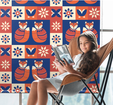 Charmante vospatronen rolgordijn dieren - TenStickers