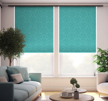 Damast Rolgordijn woonkamer turquoise - TenStickers