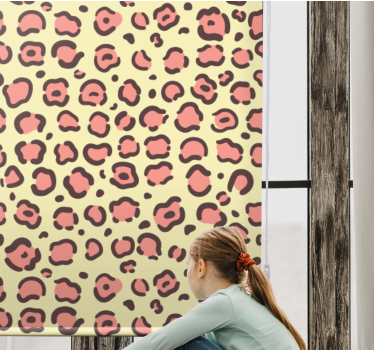 Roze en geel luipaard rolgordijn meer dieren - TenStickers