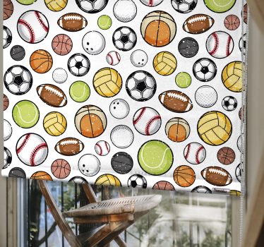Diverse sport ballen rolgordijn  - TenStickers
