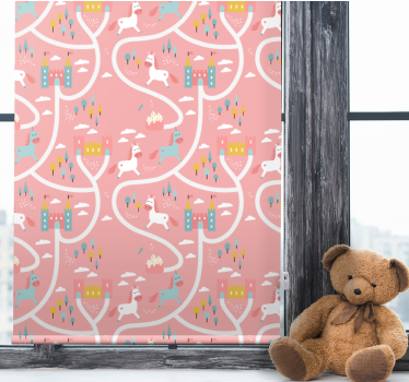 Kastelen en eenhoorns rolgordijn kinderkamer - TenStickers