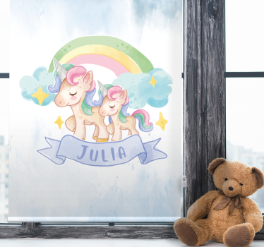 Eenhoorn avontuur rolgordijn kinderkamer - TenStickers