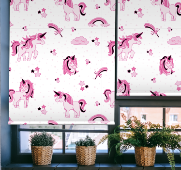 Eenhoorn fantasie print rolgordijn kinderkamer - TenStickers