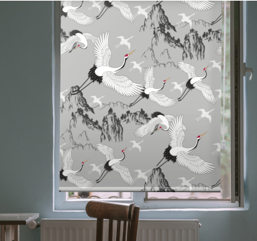 Elegante kranen en pieken rolgordijn meer dieren - TenStickers
