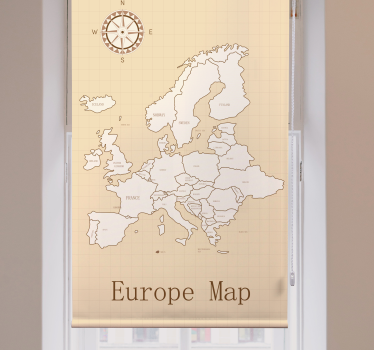 Europa op beige achtergrond rolgordijn wereldmap - TenStickers