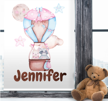 Heteluchtballon met naam rolgordijn kinderkamer - TenStickers