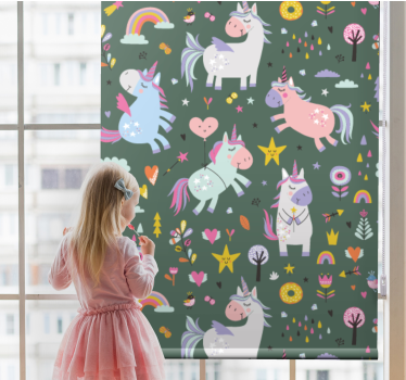 Fantasie eenhoornpatronen rolgordijn dieren - TenStickers