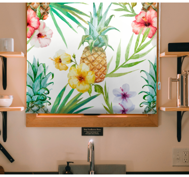 Groente en fruit rolgordijn bloemen Geschilderde ananas - TenStickers