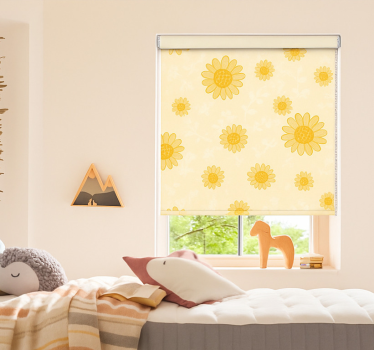 Geel zonnebloempatroon rolgordijn kinderkamer - TenStickers