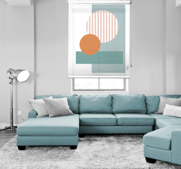 Blauwe abstracte cirkels rolgordijn woonkamer - TenStickers