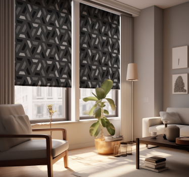 Geometrische zwarte tinten rolgordijn woonkamer - TenStickers