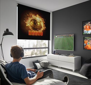 Gouden vuurbal voetbal rolgordijn - TenStickers