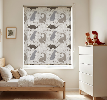 Grijs patroon raambekleding dinosaurus - TenStickers