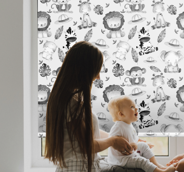 Grijze babydieren rolgordijn kinderkamer - TenStickers