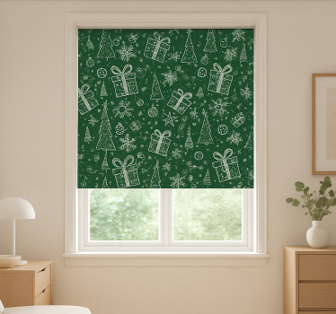 Groen witte kerst rolgordijn woonkamer - TenStickers