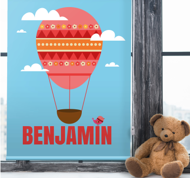 Rolgordijn kinderkamer luchtballon met naam - TenStickers