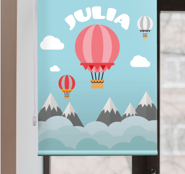 Heteluchtballonnen met naam rolgordijn kinderkamer - TenStickers