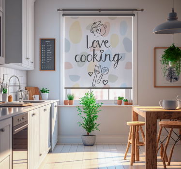 Ik hou van koken Rolgordijn keuken - TenStickers
