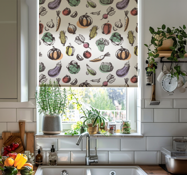 Ingrediënten patroon retro stijl raambekleding keuken - TenStickers