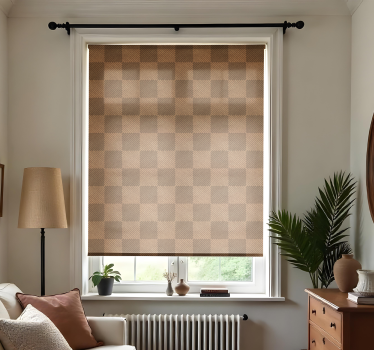 Jute vierkanten motief rolgordijn woonkamer - TenStickers