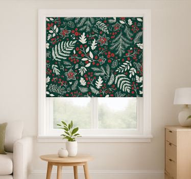 Bloemen kerstpatroon rolgordijn woonkamer - TenStickers