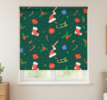 Kerstman peperkoek patroon rolgordijn woonkamer - TenStickers