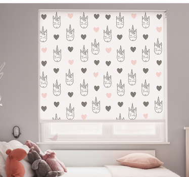 Kinderkamer rolgordijn met eenhoorns en hartjes - TenStickers