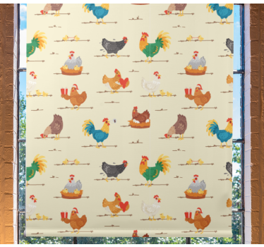 Kippen en hanen rolgordijn dieren - TenStickers