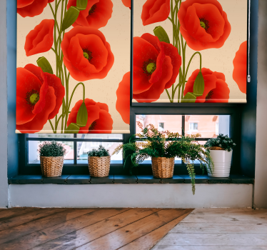 Klaprozen bloemen rolgordijn - TenStickers