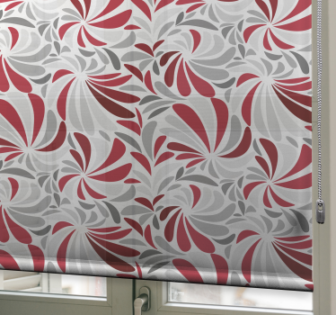 Klassieke rolgordijnen Grijze en rode bloemen - TenStickers