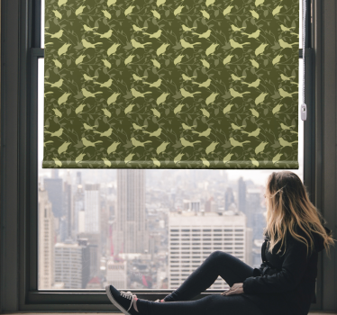 Klassieke rolgordijnen Groene vogels victoriaanse stijl - TenStickers