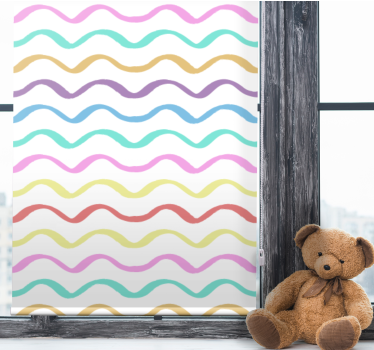 Kleurrijke golvende lijnen rolgordijn kinderkamer - TenStickers