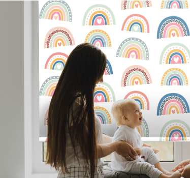 Kleurrijke hartregenbogen rolgordijn kinderkamer - TenStickers