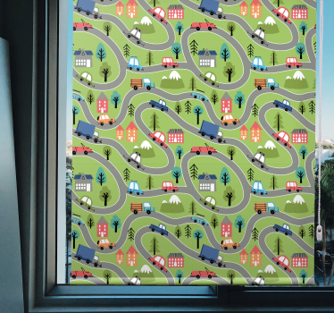 Kleurrijke voertuigwegen rolgordijn kinderkamer - TenStickers