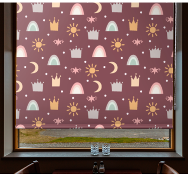Kroon- en regenboogpatroon babykamer rolgordijn - TenStickers