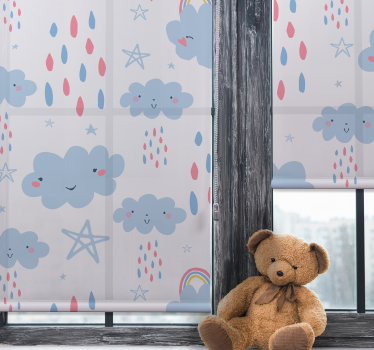 Lachend wolkenpatroon babykamer rolgordijn - TenStickers