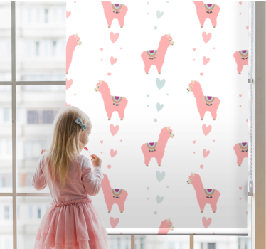 Lama liefdesharten rolgordijn kinderkamer - TenStickers