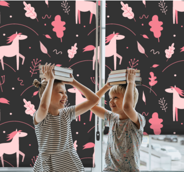 Zoete roze eenhoorns rolgordijn kinderkamer - TenStickers