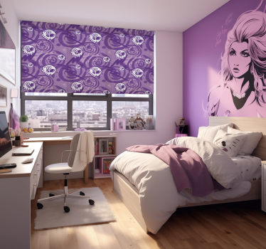 Lila graffiti met schedels Rolgordijn tienerkamer - TenStickers