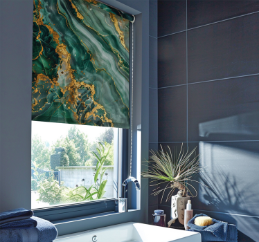 Luxe imitatie van groen marmer raambekleding badkamer - TenStickers