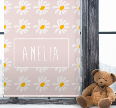 Madeliefje bloem met naam rolgordijn kinderkamer - TenStickers