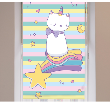 Magische kat eenhoorn rolgordijn kinderkamer - TenStickers