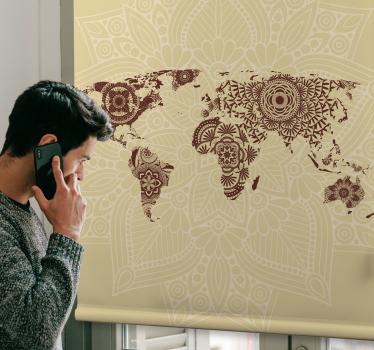 Mandala wereldtapijt rolgordijn wereldmap - TenStickers