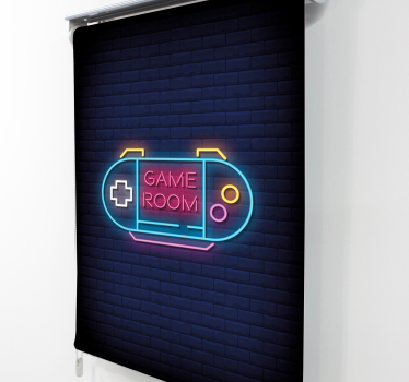Nerd rolgordijn tienerkamer met neonlicht - TenStickers