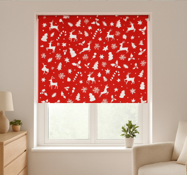 Pastel kerstman patroon rolgordijn woonkamer - TenStickers