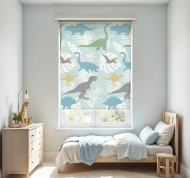 Pastelkleurenpatroon raambekleding dinosaurus - TenStickers