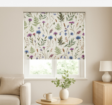 Patroon van een wilde bloemenweide rolgordijn woonkamer - TenStickers